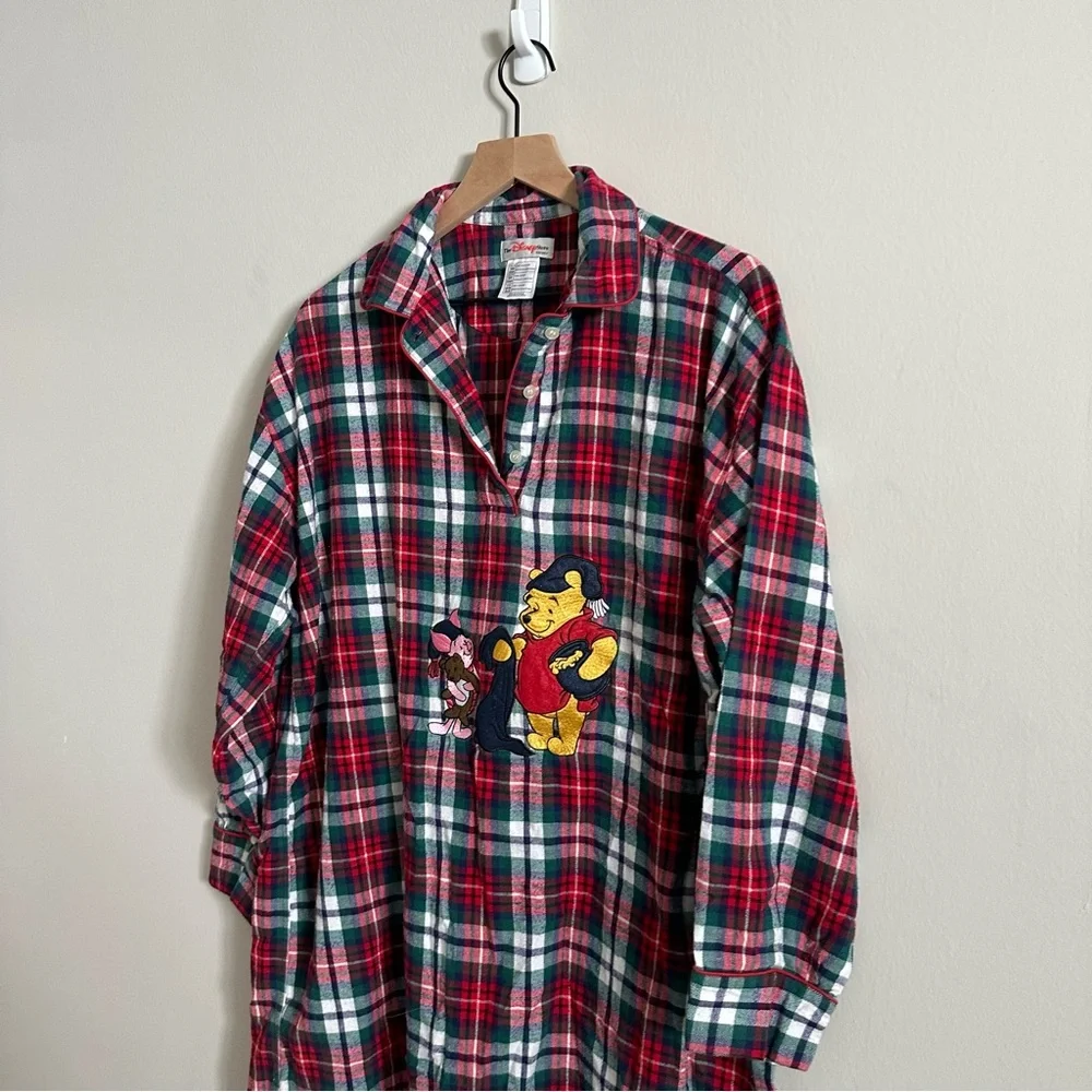 Disney Red Green Plaid Winnie the Pooh Nightshirt - Picture 6 of 10
